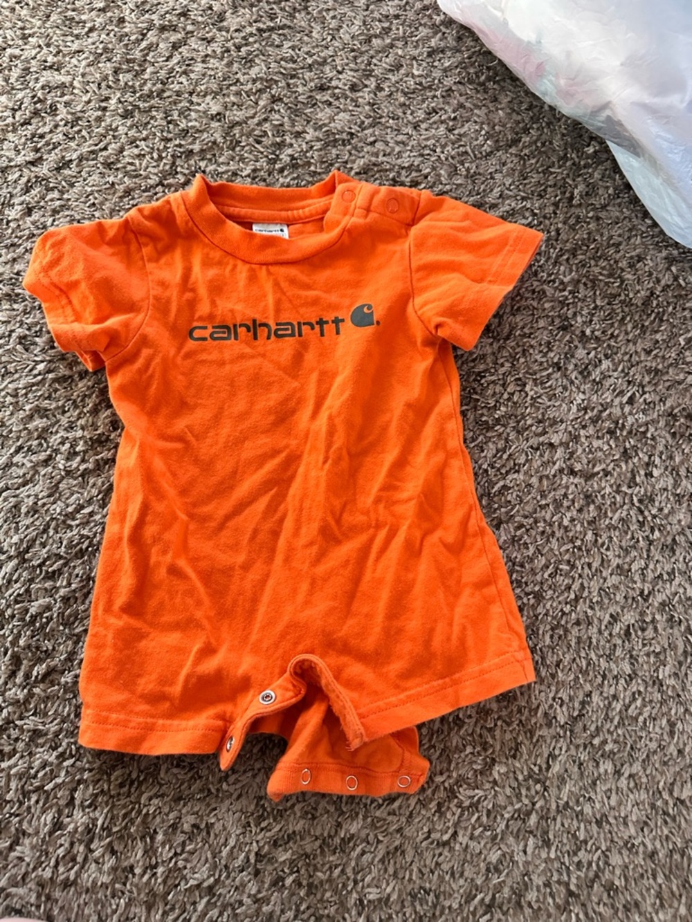 Carhartt Orange Infant Logo Short Sleeve Romper